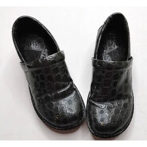 B.O.C Gray Closed Clog 6.5 Professional Shoe Slip On Comfort Croc Embossed EU37